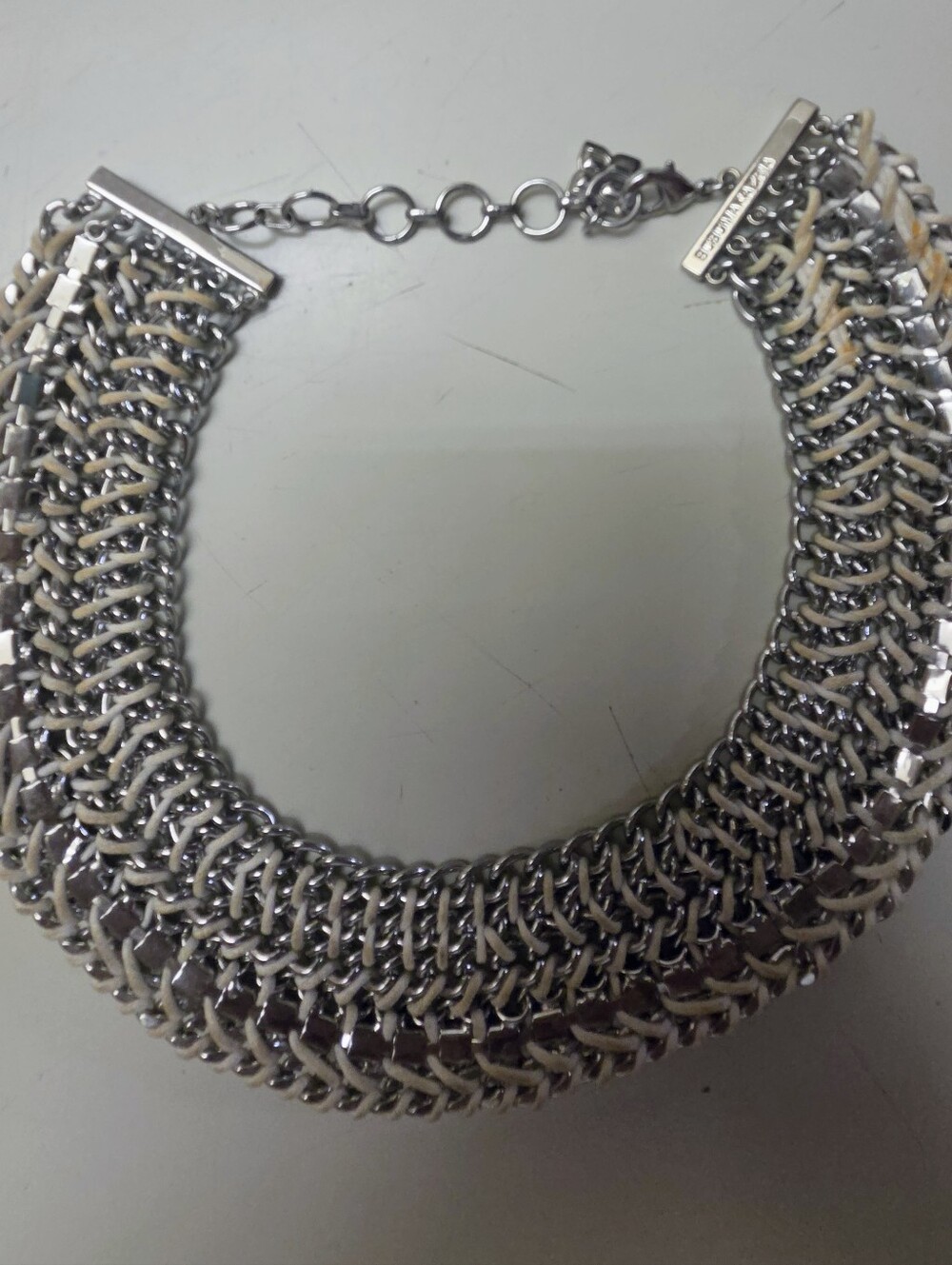 Y2k BCBG Metal And Leather Bib Necklace